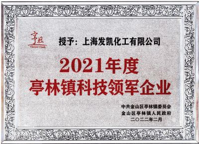 上海發(fā)凱榮獲“2021年度亭林鎮(zhèn)科技領軍企業(yè)”